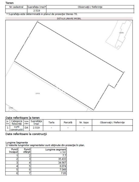 Salaj sector 5, teren 2.519 mp, deschidere 34 mp documentatie verificata